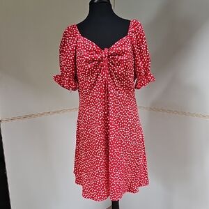 SHEIN Red and White Polka Dot Mini Dress